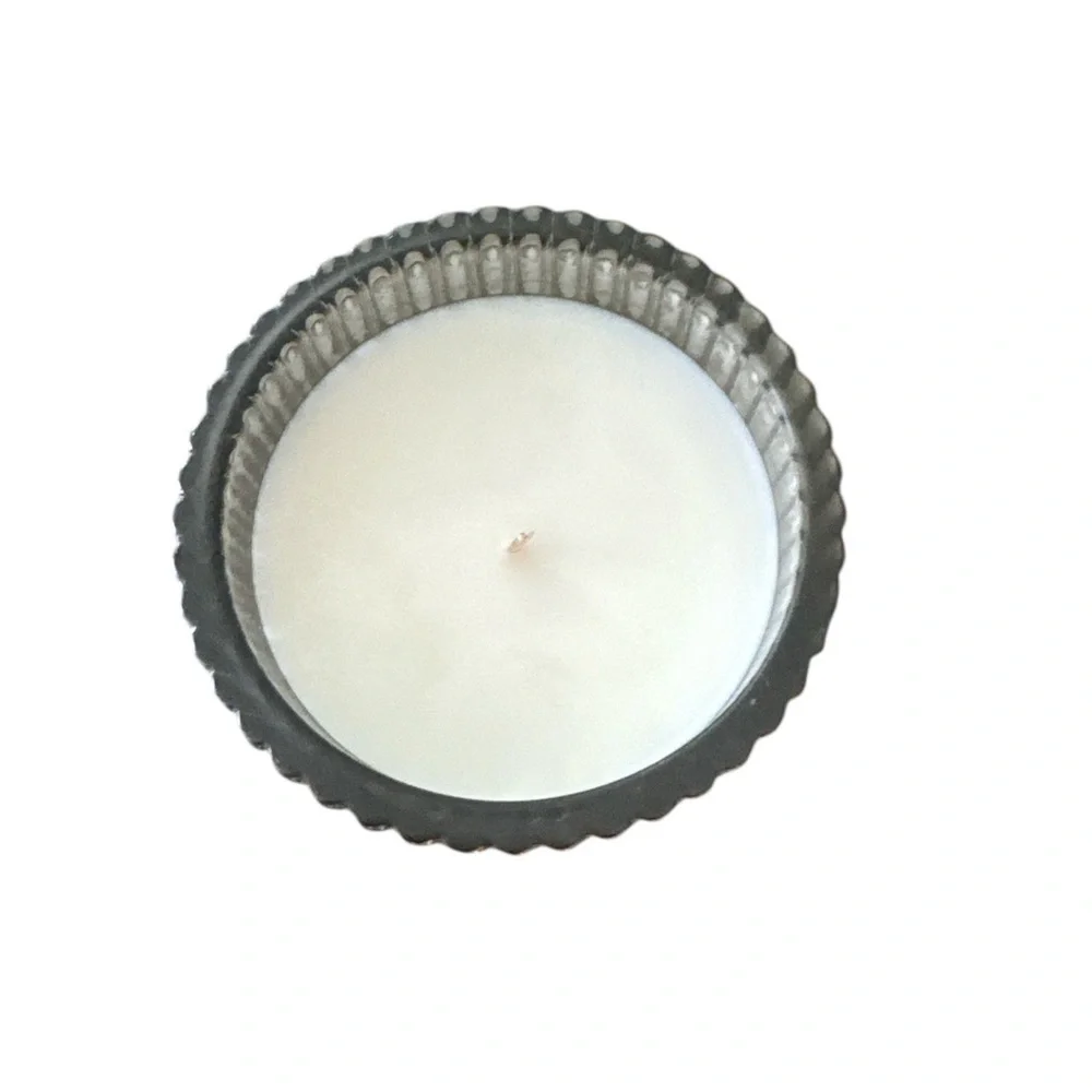Crate & Barrel Fete Silver Alpine Holiday 1-Wick Balsam & Peppermint Candle New